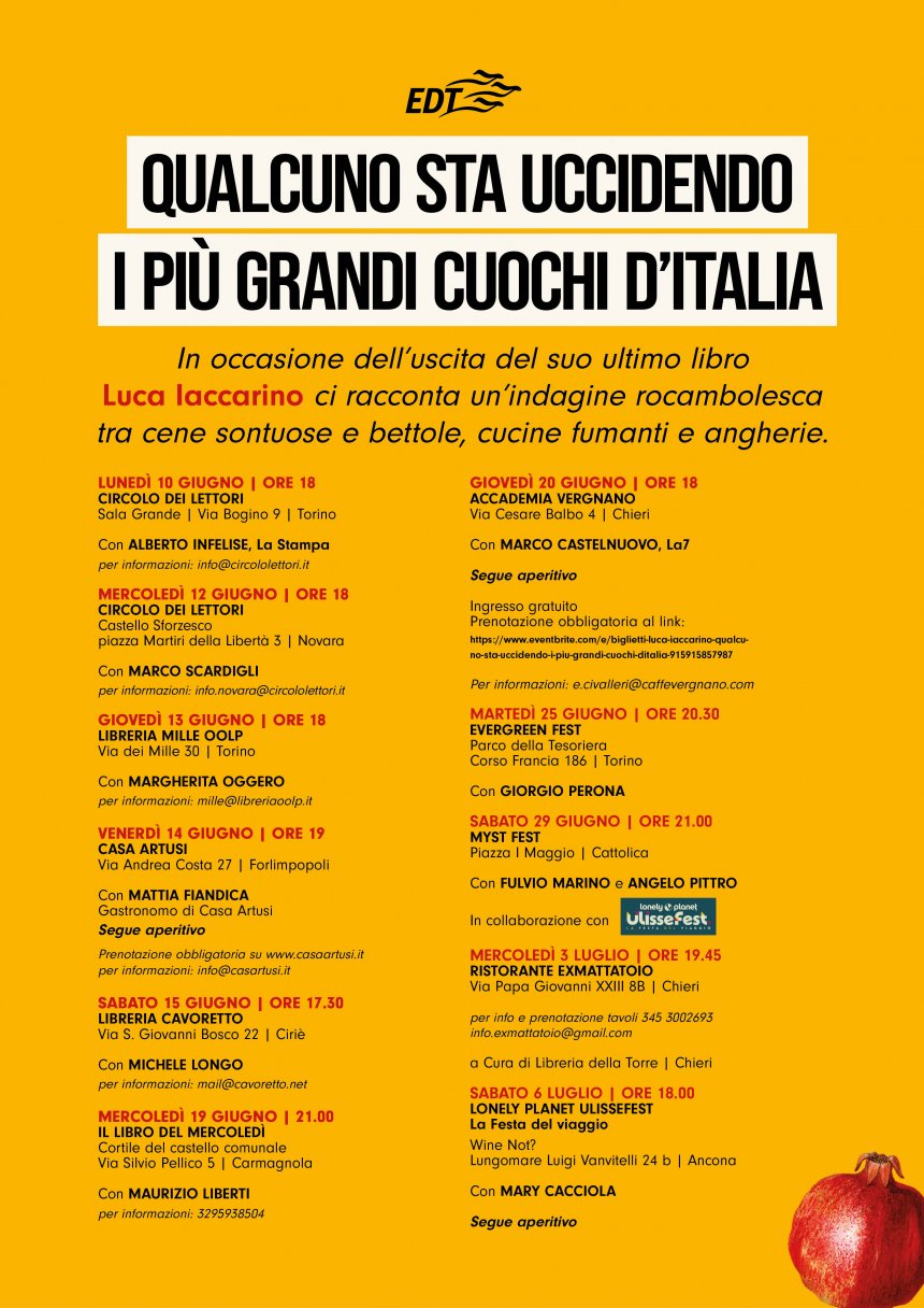 luca iaccarino Qualcuno sta uccidendo i più grandi cuochi d'Italia tour giallo food